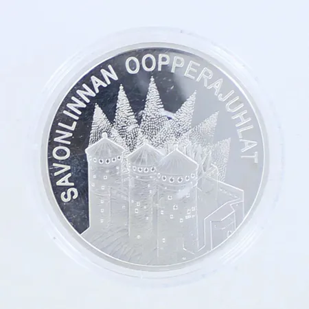 Hopeinen juhlaraha Savonlinnan Oopperajuhlat 90v, 925, paino 26,7g Paino: 25 g