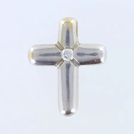 Timanttiristiriipus 1xn0.28ct, korkeus 33mm, leimaamaton, 750 kelta- ja valkokulta,  Paino: 11,9 g