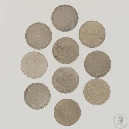 Kymmenen juhlarahaa Suomi, Olympia XV Helsinki 1952, nimellisarvo 500mk, 500,  Paino: 120,1 g