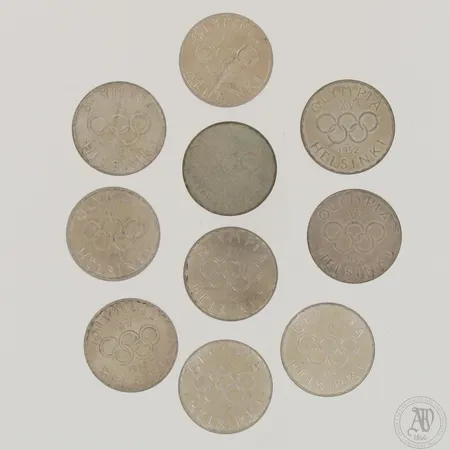 Kymmenen juhlarahaa Suomi, Olympia XV Helsinki 1952, nimellisarvo 500mk, 500,  Paino: 118,8 g