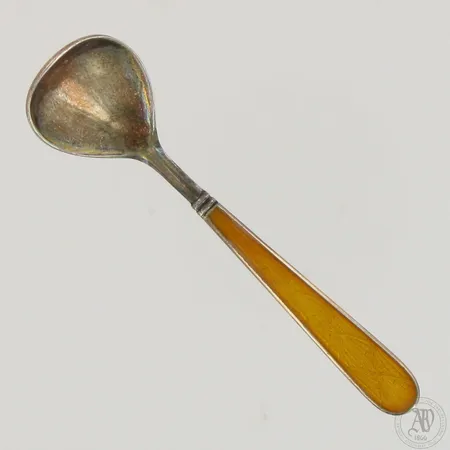 Emaloitu kaviaarilusikka, pituus 60mm, emalointi mennyt rikki, Tillander, 916br,  Paino: 5,2 g