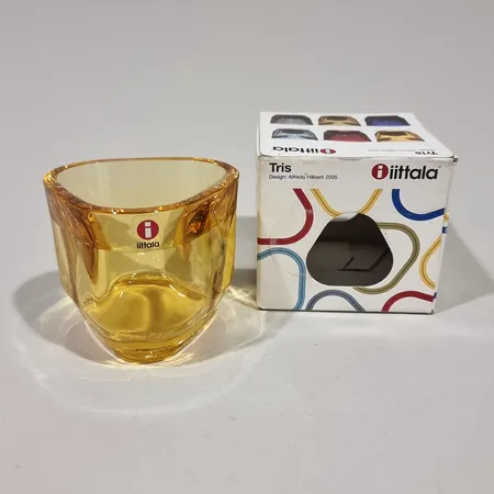 Kynttilälyhty Iittala, Tris, design Alfredo Häberli, korkeus 72mm, keltainen