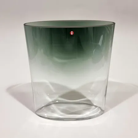 Lasimalja, IIttala, Ovalis, design Tapio Wirkkala, korkeus 25cm, kirkas-harmaa, laatikko