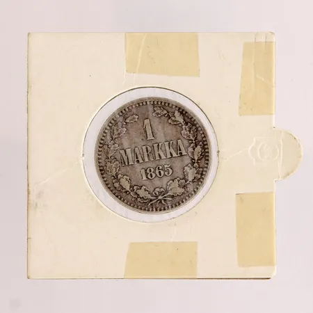 Hopearaha, 1 markka, vuodelta 1865, 868,  Paino: 5 g