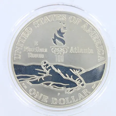 Hopearaha, 1 Dollar, Altanta 1996, USA, 900,  Paino: 26,5 g