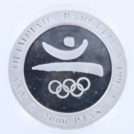 Hopearaha, 2000pesetas, Barcelona 1992, Spain, 925,  Paino: 26,9 g