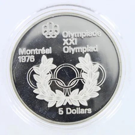 Hopearaha, 5 dollars, montreal 1976m, kanada, 925,  Paino: 24,3 g