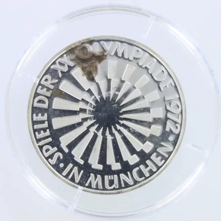 Hopearaha, 10DM, Munich 1972, 625hopeaa,  Paino: 15,7 g
