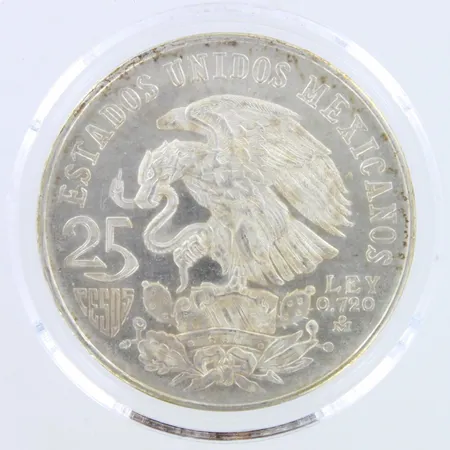 Hopearaha, 25 pesos, mexico city 1968, 720hopea,  Paino: 22,5 g