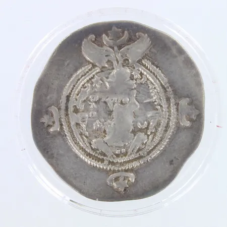 Hopearaha, Sassanidien Drakhma, n.591-628 jKr., hopeaa,  Paino: 4,1 g