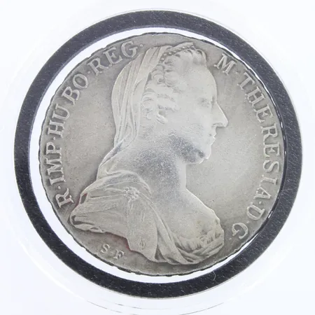 Hopearaha, 1 Thaler - Maria Theresia (Vienna) 1780, 833hopea,   Paino: 28 g