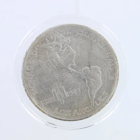 Hopearaha, ½ Dollar (Monroe Doctrine Centennial) 1923, USA, 900,   Paino: 12,5 g
