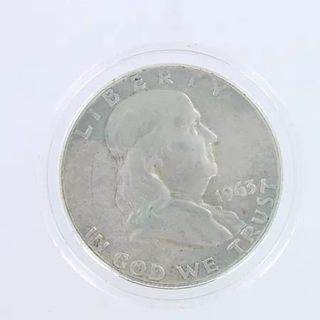 Hopearaha, ½ Dollar "Franklin Half Dollar" 1963, usa, 900,  Paino: 12,3 g