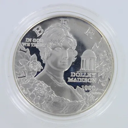 Hopearaha,  Dollar (Dolley Madison) 1999, 900,   Paino: 26,8 g