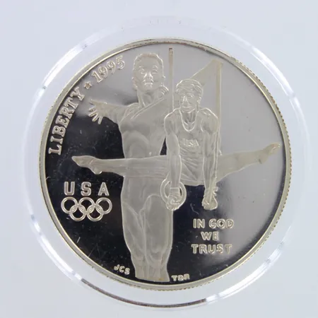 Hopearaha, 1 Dollar (Centennial Olympic Games, Gymnastics) 1995, 900,   Paino: 26,7 g