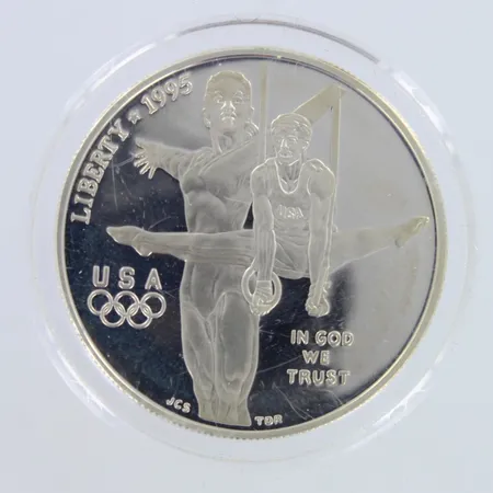 Hopearaha, 1 Dollar (Centennial Olympic Games, Gymnastics) 1995, 900,   Paino: 26,7 g
