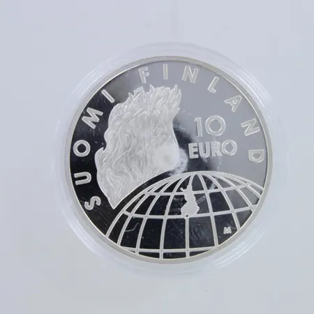 Hopearaha 10 Euro (Anniversary of Helsinki Olympic Games) 2002, 925hopea,   Paino: 26,6 g