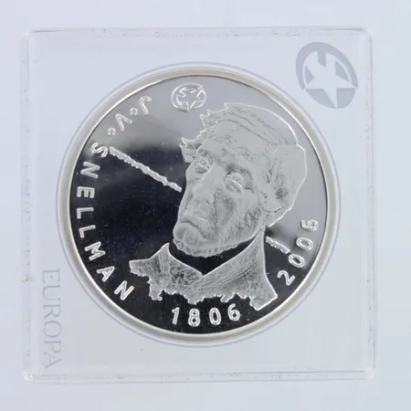 Juhlaraha J.V. Snellman 2006, nimellisarvo 10 euroa, 925,   Paino: 25,2 g