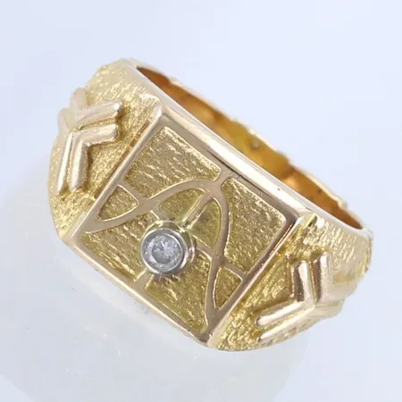 Kantasormus timantilla 1xn.0.04ct, koko 17, 585,  Paino: 10,1 g