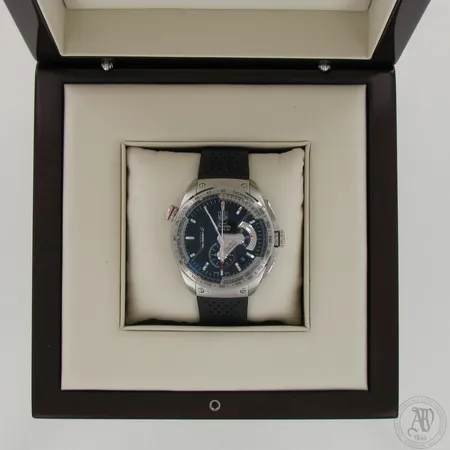 Teräsrannekello Tag Heuer Grand Carrera Calibre 36, automaatti chronograph, Ref.CAV5115, taulun Ø 43mm, kumiranneke, laatikko ja todistus,