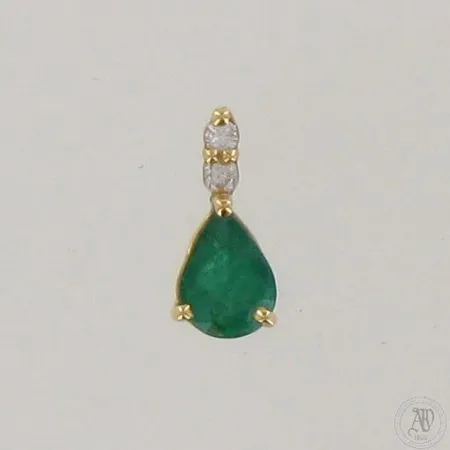 Smaragdi-riipus timanteilla 2xn0.02ct, korkeus ja leveys 12mm ja 5mm, 585br,  Paino: 0,6 g