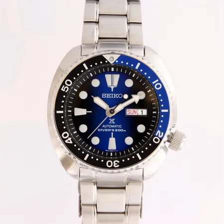 Teräsrannekello, Seiko Prospex Turtle "Batman", Automaatti, ref. SRPF15K1, sr. 7N6356, rungon Ø 45mm, rannekkeen pituus 190mm