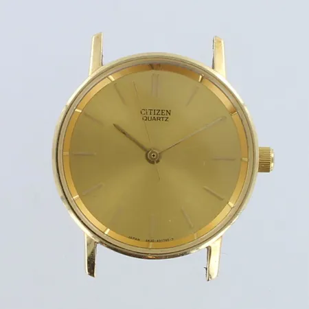 Kultarannekello Citizen quartz, ei ranneketta, patteri loppu, kaiverrettu, rungon Ø24mm, 585br Paino: 11 g