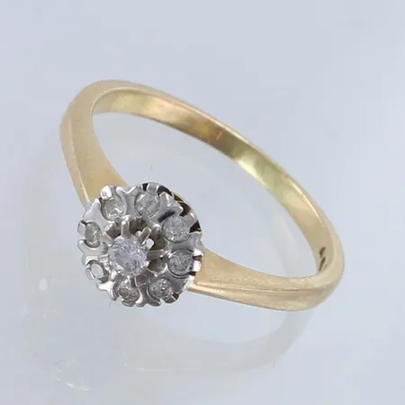 Timanttisormus 1xn.0.05ct 8xn.0.02ct, koko 18¼, 585,  Paino: 3,4 g