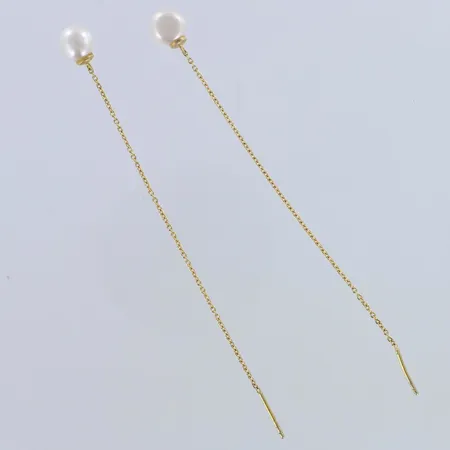 Helmikorvakorut, helmenkorkeus 7mm, ketjun pituus 93mm, 925br,  Paino: 1,9 g
