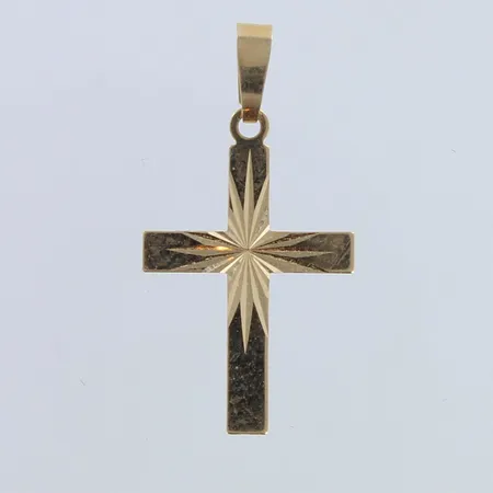 Risti-riipus, kaiverrettu, korkeus 24mm, 585,  Paino: 0,3 g