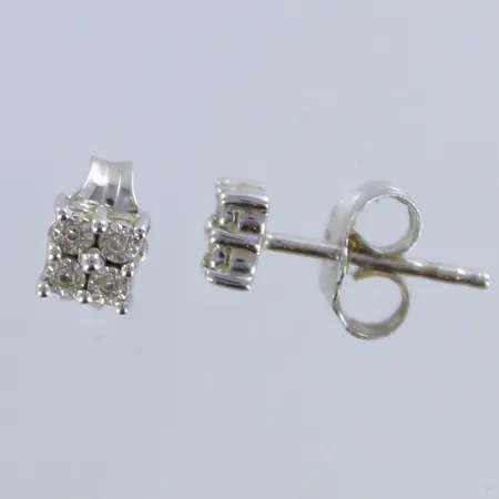 Timanttikorvakorut 8xn.0.005ct, korkeus 4mm, 585 valkokulta,  Paino: 1,2 g