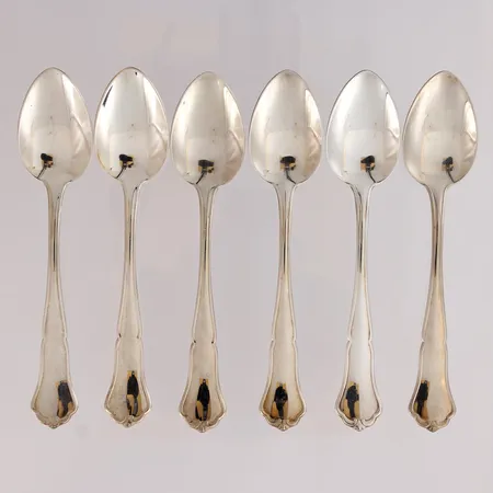 Kuusi kahvilusikkaa, Chippendale, pituus 117mm, 830,  Paino: 80,5 g