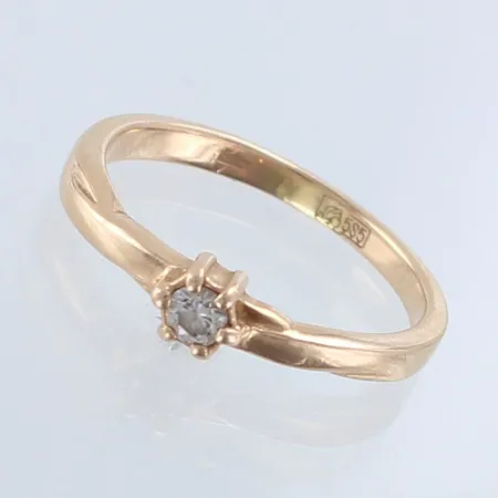 Timanttisormus 1xn.0.07ct, koko 16, 585,  Paino: 2 g