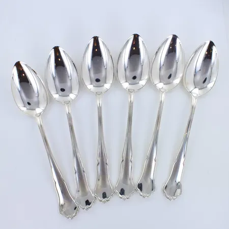Kuusi ruokalusikkaa, chippendale, pituus 169mm, 830,  Paino: 216,3 g