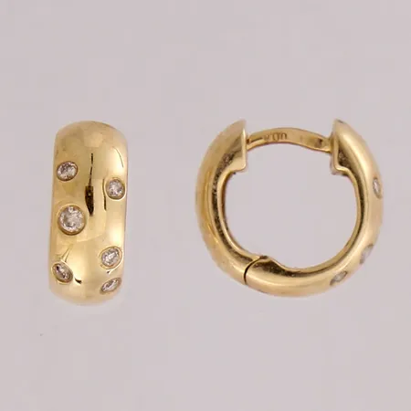 Timanttikorvakorut,10xn.0.005ct 2xn.0.01ct, Ø11,6mm, leveys 4,7mm, 585, Paino: 3,5 g