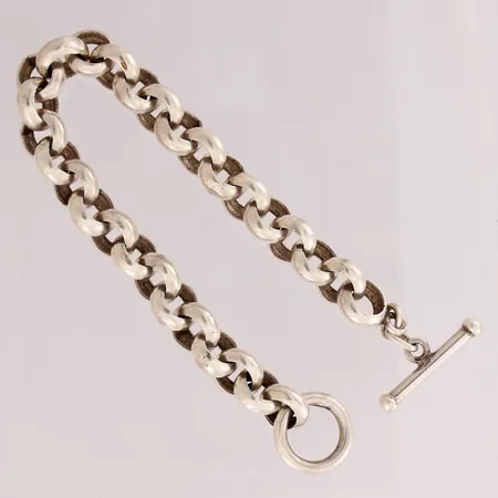 Papuranneketju, pituus 215mm, leveys 12mm, käytön jälkiä, 925, Paino: 39,2 g