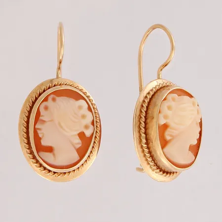 Camee-korvakorut, korkeus 23mm, 585br, Paino: 2,8 g