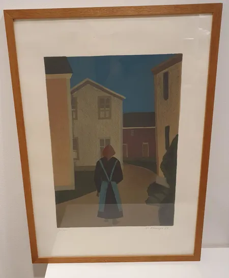 Litografia, Veikko Vienoja,  (XX/XXV) signeerattu ja päivätty -82, maalauksen koko 35x50, kehyksien koko 52x73cm Lähetetään postipakettina.