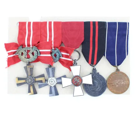 Kunniamerkkiripa: Vapaudenristin ritarikunta 3.luokka, Vapaudenristin ritarikunta 4.luokka, Suomen leijonan ritarikunta, Talvisodan muistomitali, Kunnia isänmaan 1941-45