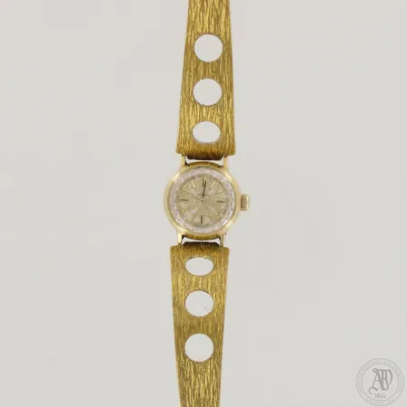 Viallinen kultarannekello Omega, kaiverrettu, rungon Ø 17mm, ranneke metallia, 585br, 