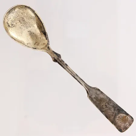 Sokerilusikka, kaiverrettu, Musla, pituus 142mm, 813,  Paino: 17 g