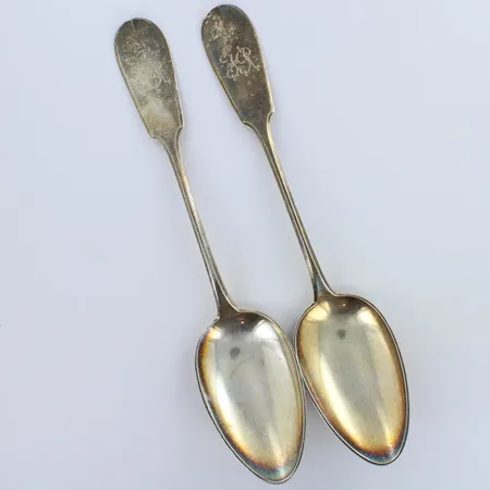 Kaksi ruokalusikkaa, helsinki, kaiverrettu, pituus 201mm, 813h,  Paino: 79,9 g
