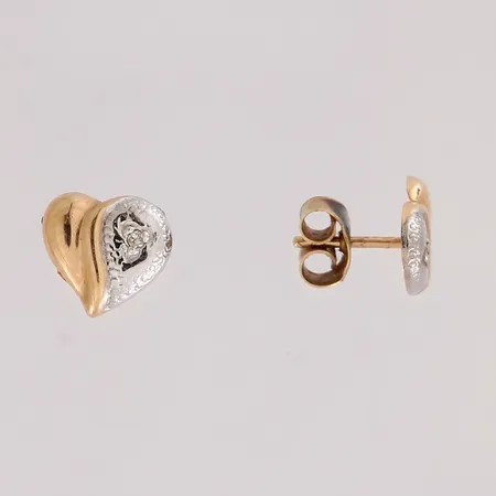 Timanttikorvakorut 2xn.0.005ct, Ø 8mm, 585 kelta- ja valkokulta,  Paino: 0,5 g