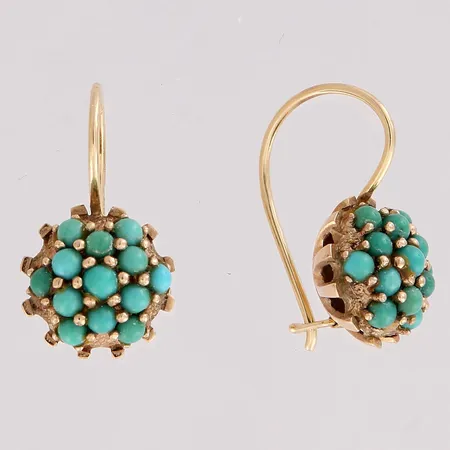 Turkoosikorvakorut, korkeus 22mm, 585br,  Paino: 4,6 g