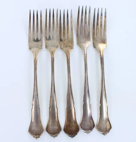 Viisi ruokahaarukkaa, Chippendale, pituus 165mm, 830, Paino: 155,9 g