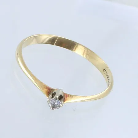 Timanttisormus 1xn.0.05ct, koko 18½, 585kelta- ja valkokulta,  Paino: 1,4 g