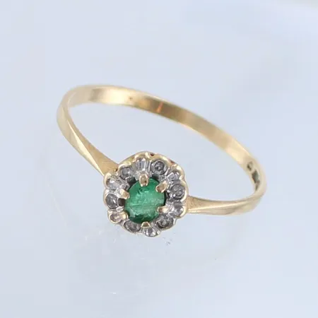 Kivisormus timanteilla 6xn.0.005ct, koko 17¾, 585br,  Paino: 1,2 g