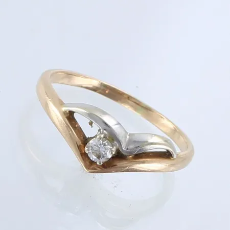Timanttisormus 1xn.0.09ct, koko 18, 585br kelta- ja valkokulta, Paino: 2,5 g
