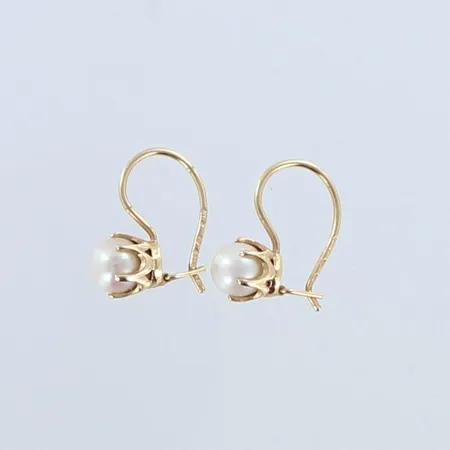 Helmikorvakorut, helmen Ø 6,4mm, korkeus 16mm, 585br,  Paino: 2,5 g