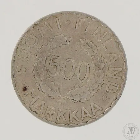 Hopearaha, Helsingin Olympialaiset, 1952, nimellisarvo 500mk, 500,  Paino: 12 g. Tekstiä muutettu 25.03.2022